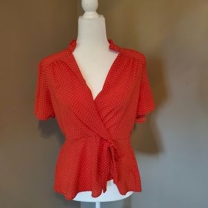 ⛄3/ 20 Clearance Sale Red Polka Dot Short Sleeved Blouse Large